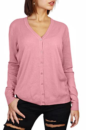 JOPHY & CO. Cardigan Donna Scollo V (cod. 8503) (M, Rosa Antico)