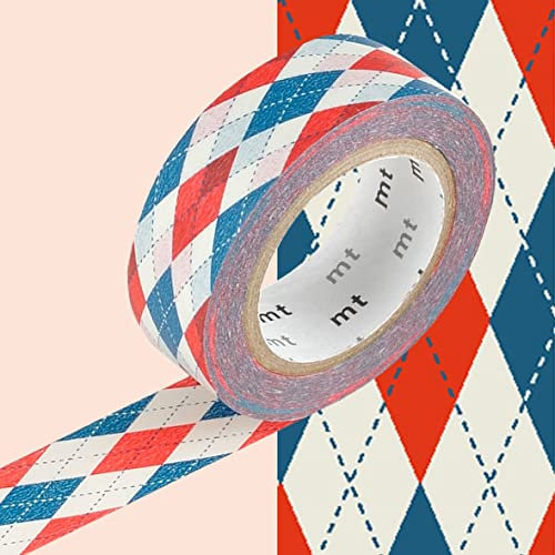 Masking Tape Dekoratives Klebeband Schachbrettmuster - Rot und Blau - 1,5 cm x 7 m