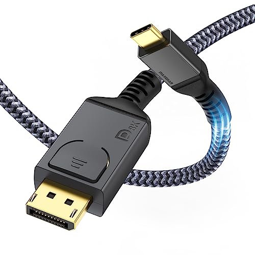 Maxonar UCB C DisplayPort 1.4 Cable 2Pack 1.8M/6FT 8K@60Hz 4K @144Hz/120Hz 2K @240Hz 5K@60Hz Thunderbolt 3/4 a DP Cable HBR3 32,4Gbps Tipo C DP 1.4 para MacBook Pro M2 iPad Pro XPS Certificado VESA