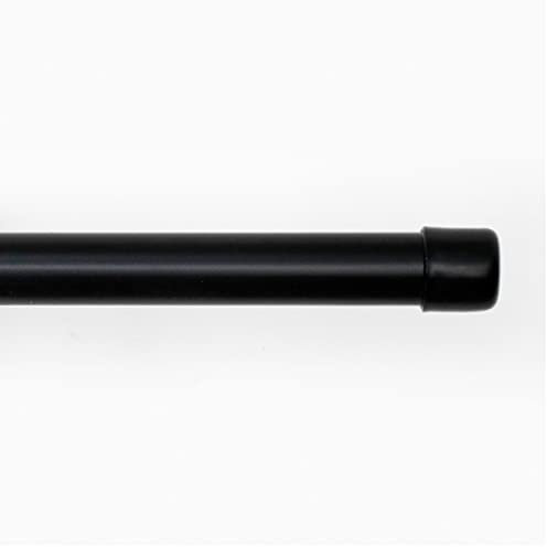 HOMEYA - Barra Cortina Extensible - Barra Metal para Cortina Fina para Salon Dormitorio - Palos Delgado 19mm con Terminales de plasticos - Negro, 120-210CM