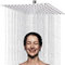 JINYOMFLY Tete de Douche Carré Inox, Tete de Douche Pluie, Pommeau de Douche, Pomme de Douche Haute Pression, Rotatif 360°, Facile à Installer et à Nettoyer, 8 Pouces