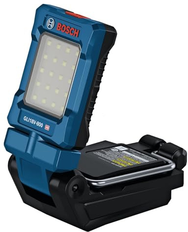 BOSCH GLI18V-800N - Luz de trabajo LED portátil multidireccional de 18 V con imán de montaje y gancho para colgar (herramienta desnuda)