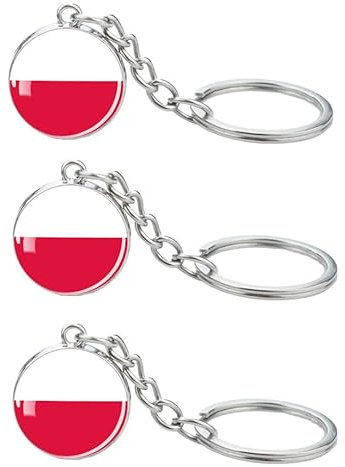 LLBFHH 3 Stück Schlüsselanhänger mit Polen-Flagge, cooler Schlüsselanhänger für Autoschlüssel, Edelstahl-Schlüsselanhänger und Schlüsselanhänger, verwendet für Heimdekoration,