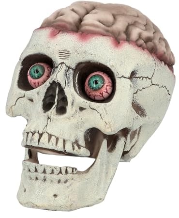 Boland 73213 - Totenkopf Schädel mit beweglichem Kiefer, 18 x 13 x 15 cm, Dekofigur, Halloween Dekoration, Party Deko