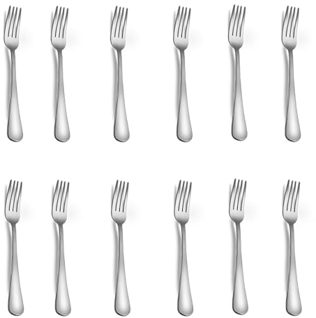 QUCHER 7.3(18.5cm) 12 Stück Tafelgabeln Menügabeln gabeln besteck set Edelstahl Abendessen Gabeln für Heimgebrauch Haus Küche Gaststätte,spülmaschinengeeignet