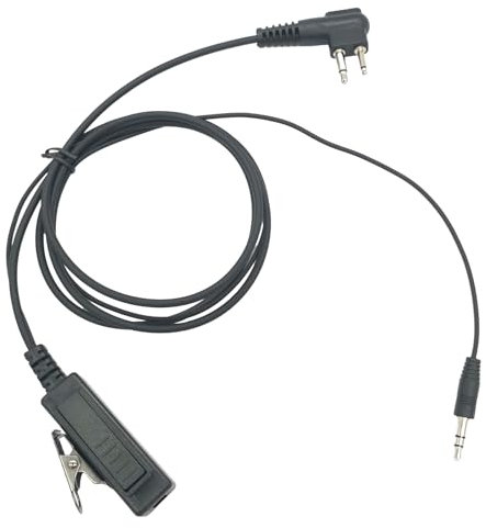 Pdflie K1 2 Pin to 3.5mm Audio Radio Adapter Genearal Aviation Airline Headphone Adaptor with One-Touch Push-to-Talk Button Mic for Baofeng Btech Walkie Talkie (m1)