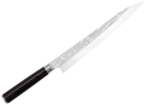KAI Shun Pro Sho Yanagiba Couteau à Sushi Japonais, Couteau à Sashimi longueur de lame 27 cm - acier A10 61 (±1) HRC - bois de pakka noir - fabriqué à la main avec biseau unique - Fabriqué au Japon