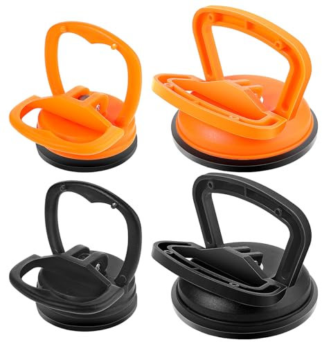 Saugheber 4 Stück, Glassauger Saughalter, Glasheber Saugnapf Tragkraft 50 kg, Vakuumheber für Glas, Bodenfliesen, Marmorplatten, Sonnenkollektoren, Möbel, Durchmesser 118 mm, orange