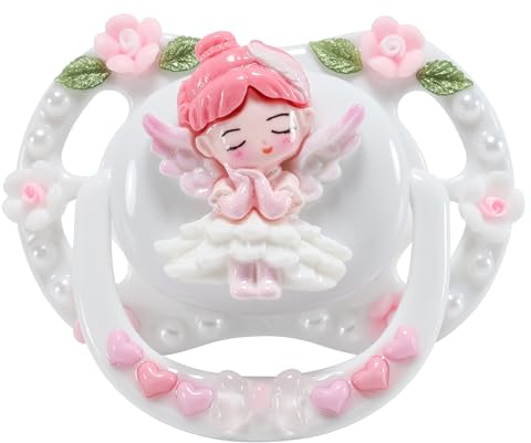 CutiePlusU Erwachsene Größe Schnuller Dummy für Erwachsene DIY Handgemachte Große Schild-Garten Engel Weiß
