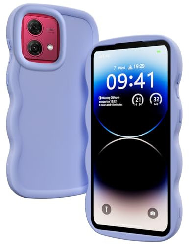 XINYEXIN Coque pour Motorola Moto G84, Étui Housse Vague Cadre Forme Bouclée Mignon Liquide Silicone Antichoc - Violet