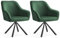 SONGMICS Esszimmerstuhl 2er Set, Küchenstuhl, Sessel drehbar, Samt, Polsterstuhl mit Armlehnen, bis 120 kg belastbar, Stahlbeine, für Esszimmer, Küche, grün-tintenschwarz KDC161C12