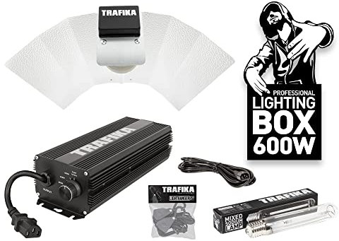 TRAFIKA PFLANZENBELEUCHTUNGS-KIT ELEKTRONISCHES VORSCHALTGERÄT 600W: DIGITALES Ballast 600W + Leuchtmittel 600W + 4M-Kabel + UMLENKROLLEN + Reflektor/BELEUCHTUNGSKIT