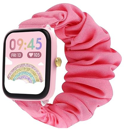 Lamshaw 18mm,20mm,22mm en Tissu Imprimé Élastique de Montre du Bracelet Compatible avec Ice Junior 2.0/ Ice Junior 3.0,Ice Smart 2.0/Ice Smart 3.0 SmartWatch (Rose, 20mm)