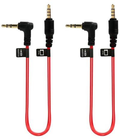 Yewseas 2PCS Cavo Patch da TRS a TRRS 3,5mm, Cavo Spiralato Estensibile per Microfono TRS, Connettori Angolati e Contatti Placcati in Oro, Compatibile con Smartphone e Tablet