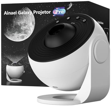 Ainael Proiettore Galassia, Proiettore Stelle con 3 Diapositive in Vetro HD Planetario Luce Notturna Cielo Stellato per Decorazone Camera Bambini Adulti Regalo Compleanno Natale