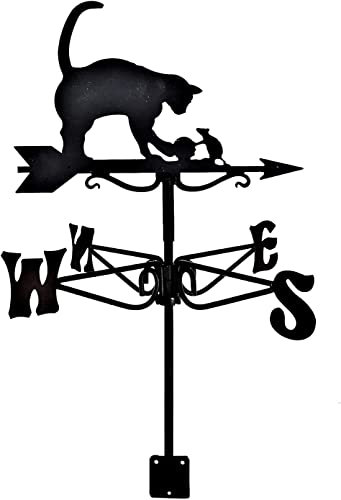 Girouette, girouette, chat/souris, indicateur de direction avec revêtement antirouille pour décoration de jardin et cour