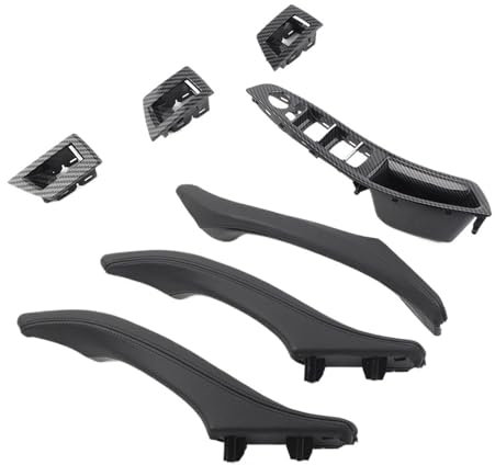 NIKCINTA 7 Pcs Car Carbon Fiber ABS Inner Door Trim Pull Handle DecorTrim Compatible for BMW 5 Series F10 F11 F18 2010 11 12 13 14 15 16 2017 LHD