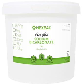 Hexeal Pure Value Sodium Bicarbonate 2.5kg Bucket – Food Grade Fine Powder | Baking Powder for Cooking and Baking. Ideal for Bath Bombs and Household Cleaning. Deodorises and Removes Grime