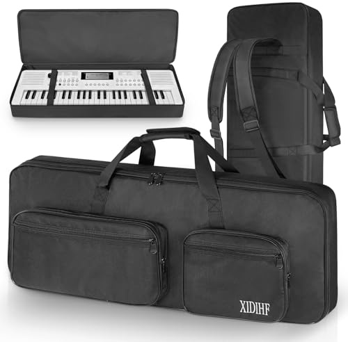XIDIHF 49 Key Keyboard Gig Bag – 10mm Padded Full Protection with Adjustable Straps, 4 Pockets for Accessories, Electric Piano Case (33.8''X13.8''X4.3'')