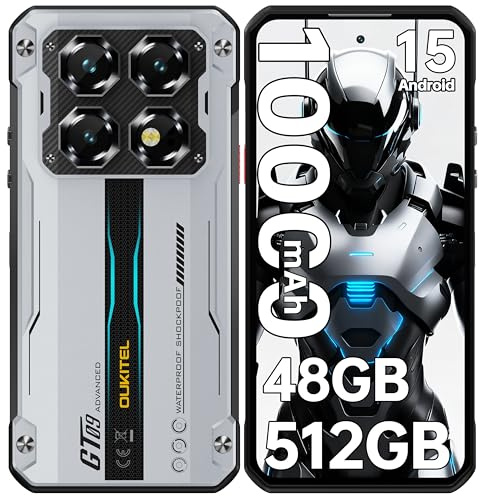 OUKITEL WP60 Movil Irrompible 5G, 7,2''HD+ 120Hz, 48GB+512GB/2TB, Android 15 Móvil Rugerizado, Batería 10000mAh/33W Teléfono Resistente, 108MP+32MP+8MP Moviles, 5G Dual SIM/NFC/OTG/Face ID, Plateado