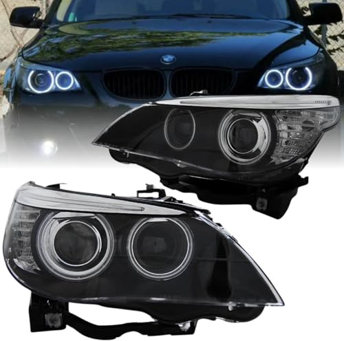 D1S Xenon Scheinwerfer Set Schwarz für BMW 5er E60 E61 2005–2007 CCFL Angel Eyes