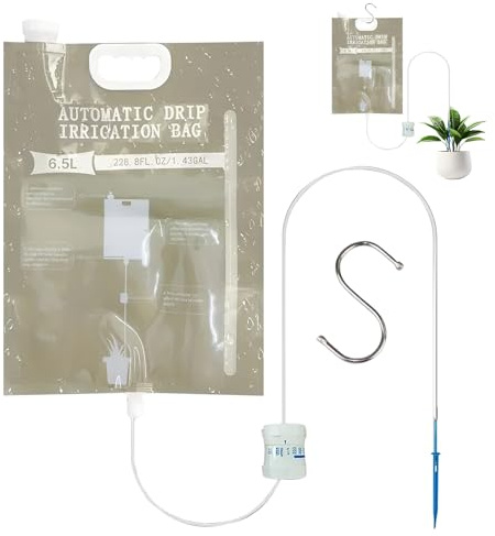 RoxNvm Goutte a Goutte Bouteille, 1 Pièces Sac Darrosage Automatique 6.5 L, avec Interrupteur de Commande Réglable, Arrosage Plante Vacances, Goutte a Goutte Jardin, pour Fêtes Voyages