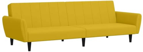 Tomostar Schlafsofa, Schlafsofa, 2-Sitzer, Schlafsofa, Schlafcouch, Wohnzimmer, Gelb, Samt