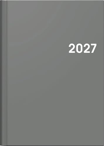BRUNNEN 1079661637 Buchkalender Mod. 796 2027 A5, Kunststoff, grau: 2 Seiten = 1 Woche, halbstündliche Einteilung von 7-20 Uhr, nicht Sa. und So.
