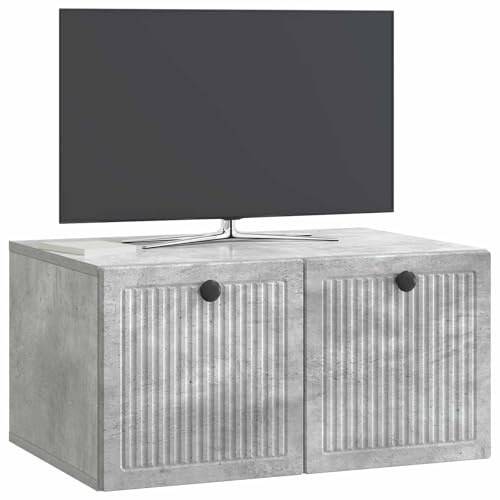 vidaXL Wandmontierter TV-Schrank Betongrau 59,5 x 41 x 30 cm, Moderner Wohnraum, rechteckiger TV-Schrank, viel Stauraum, Wandmontage, kompakter Organizer fürs Zuhause