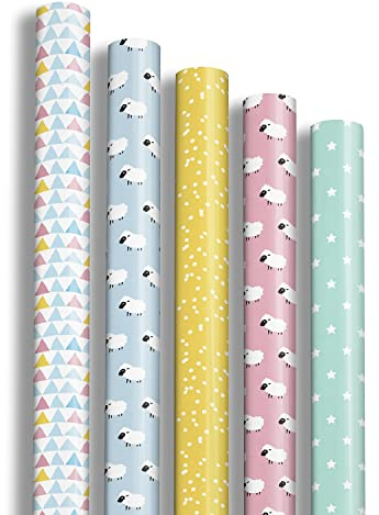 Clairefontaine 211415AMZC - Karton mit 12 Rollen Geschenkpapier Excellia 2 m x 70 cm 80g, sortierte Motiven Swan, 12 Rollen