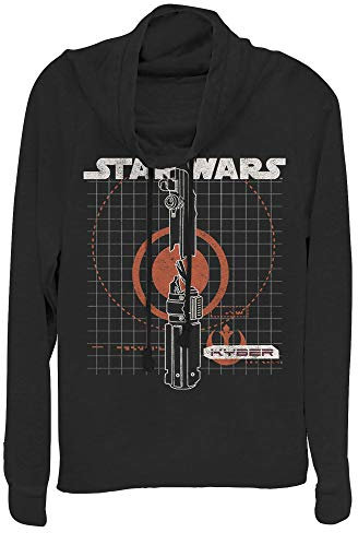 STAR WARS Rise of Skywalker KYBER Women's Cowl Neck Long Sleeve Knit Top, Black, X-Large