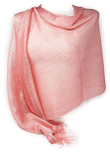 Stola rosa cipria cerimonia coprispalle elegante a rete con frange foulard scialle grande sciarpa lurex da matrimonio per abito da sera giorno primavera estate 2026 Rosa