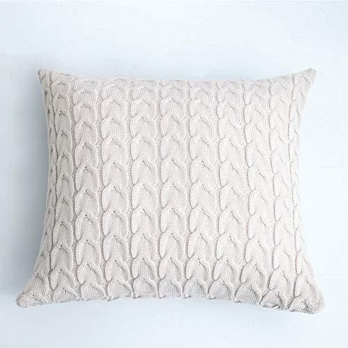 Matty-LZ 2er Set Dekorativ Gestrickt Kissenbezüge Kissenhülle Dekorative Gestrickter Kissenbezug Dekokissen Sofakissen Lendenkissen Wurfkissenbezug Kissenhülle (Beige, 45x45 cm / 18x18 inch)