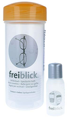 freiblick Brillenbad SET | Schüttelbad zur effizienten Brillenreinigung (Orange, Klein)
