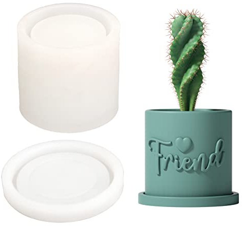 BOOWAN NICOLE Gifts for Friends Succulent Plant Pot Silicone Mould Cement Flower Pots with Tray Mold Indoor Candle Jar Indoor Home Decor