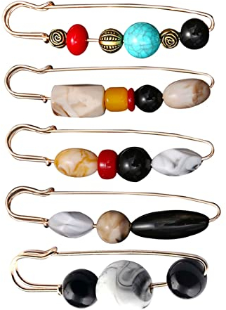 5 Pcs Broches Vintage,Pinces à Cardigan Châle Clips Clip Écharpe Retro Cardigan Clip Épingle à Châle de Pull Épingles à Nourrice Broche de Perle Rétro Cardigan Clip de Broche pour Femme (Couleur)