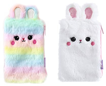 4 STÜCKE Plüsch Federmäppchen, Kaninchen 4 Farben Bleistifthalter Weiches Federmäppchen Flauschige Federmäppchen Make-up Tasche Farbige Aufbewahrungstaschen Große Kapazität Schulbedarf für Kinder