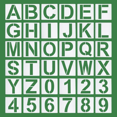 PATIKIL 11 Inch Letter Stencils Number Stencils, 36 Pack Reusable Alphabet Templates Numbers Stencil Set for Painting on Wood Wall, White