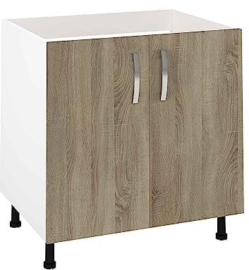 HOGAR24 ES - Mueble Bajo Fregadero 2 Puertas Color Roble Cortez, Medidas: 85 x 80 x 58 cm