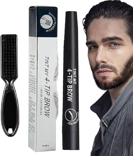 Relleno de lápiz para barba - Relleno de lápiz capilar para hombres - Lápiz capilar, relleno de barba para hombres, maquillaje de barba de cobertura duradera, mejora de la barba Hixip