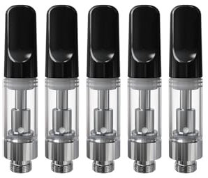 CannBro Cartuchos CBD, 0.5ml-5 paquetes, Hilo 510, Acero Inoxidable de Grado Alimenticio 304, atomizadores, Cartuchos para Aceite de CBD, Aceite de Cáñamo y E-Líquido, Libre de Nicotina (Negro)