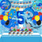 POVALLOV Soni Geburtstagsdeko 5 jahre, Soni Geburtstagsdeko, Ballon Party Dekoration, Tortenaufleger, Regenvorhang, Geburtstagsdeko Blau, Deko Geburtstag Kinder Set, 52 Stück Birthday Decoration