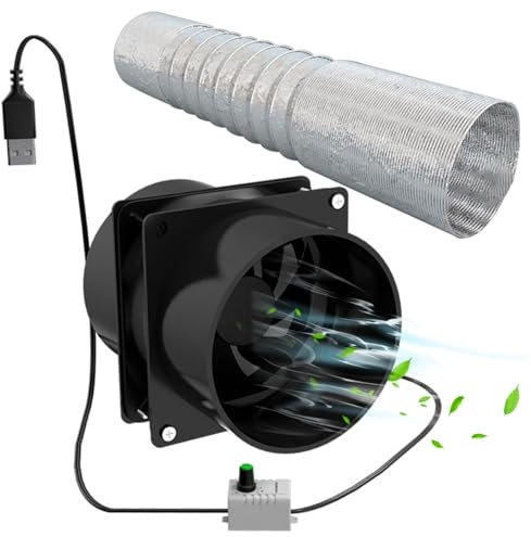 Wedhapy Portable Extractor Fan with 10ft Duct Hose USB Adjustable DIY Fume Extractor Powerful 5v 2a Brushless Motor Exhaust Fan Kitchen Exhaust Fan for Bathroom Smoke