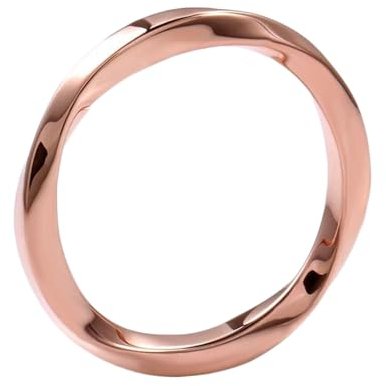 Epinki Ring Rotgold 585 14 Karat, Klassiker Hochzeitsring Ovalschliff, 14K Rosegold Pärchen Ringe Eheringe Damen Echt Gold, Individuelle Größen