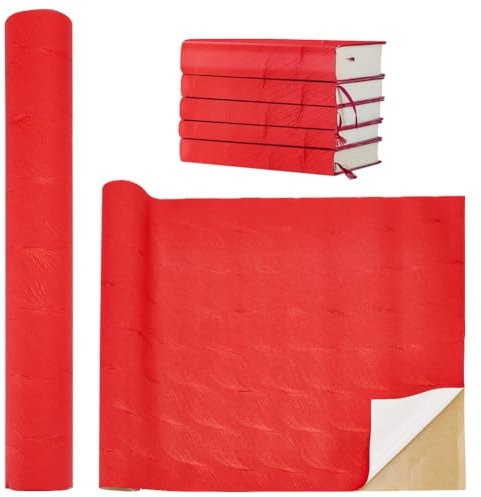 BENECREAT Tela para encuadernar libros, 120 x 40 cm, superficie de tela con parte trasera adhesiva, tela roja para encuadernación, manualidades, álbumes de recortes