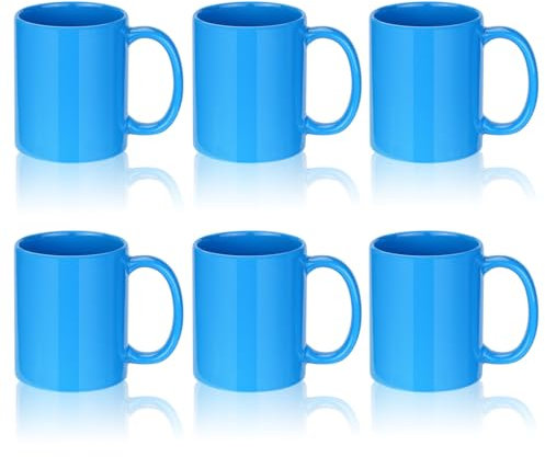 SZNIUSHAO Multi-Coloured Ceramic Mugs Set of 6-11.2 oz / 330ml -Coffee Mugs-Cappuccino-Tea Cups- Hot Chocolate Cups-Blue Suit (Blue)
