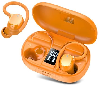 Bluetooth Kopfhörer Sport, In Ear Kopfhörer Kabellos Bluetooth 5.3 Kabellose Kopfhörer mit 4 Mic, 128 Std Spielzeit, 2025 Neue Weicher Ohrbügel, IP7 Wasserdicht Ohrhörer LED-Anzeige USB-C for Running
