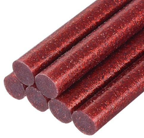 sourcing map 6pcs Mini Hot Glue Sticks for Glue Gun 11mm x 100mm Large Glue Sticks, Glitter Red