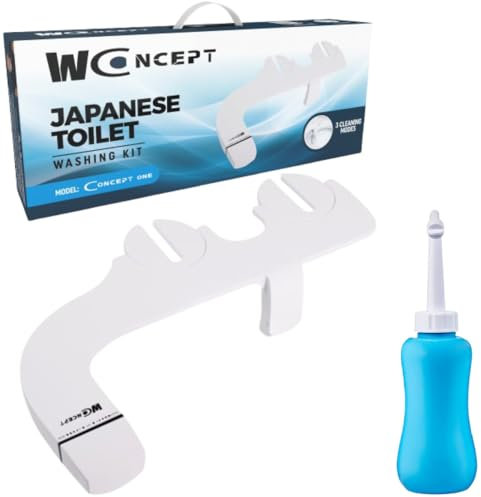 WCCONCEPT toilette japonaise avec auto-nettoyage douchette wc+ BIDET DE VOYAGE INCLUS- MARQUE FRANCAISE SPECIALISEE WC JAPONAIS- kit bidet japonais adaptable- pression eau réglable sans electricite