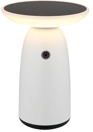 Solarlampe Außenleuchte Tischlampe weiß LED Gartenleuchte Touchdimmer Balkonlampe, Aluminium Kunststoff, 10W 500lm warmweiß, DxH 16 x 22,5 cm